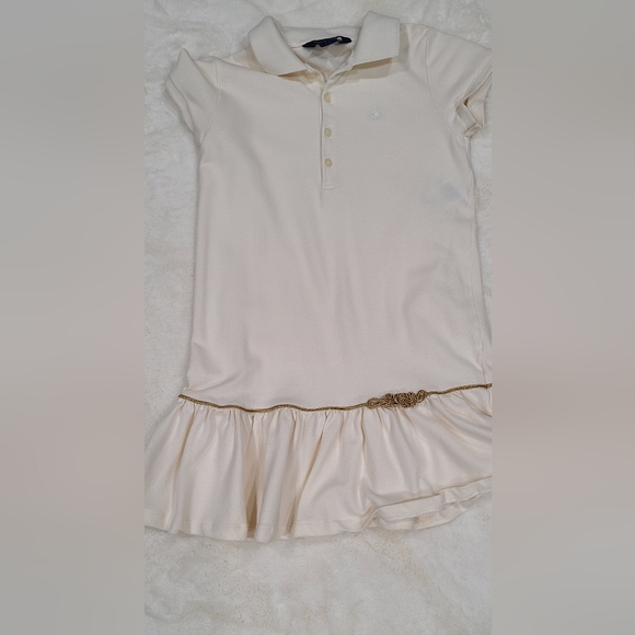 Girl Ralph Lauren" ruffled dress. Size 6x with gold piping around the bottom. - Picture 4 of 4